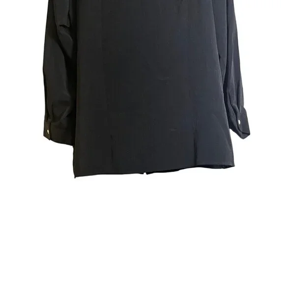 NWT Susan Graver Women's Black Crinkle Peachskin Big Shirt Size 1X - Picture 7 of 12
